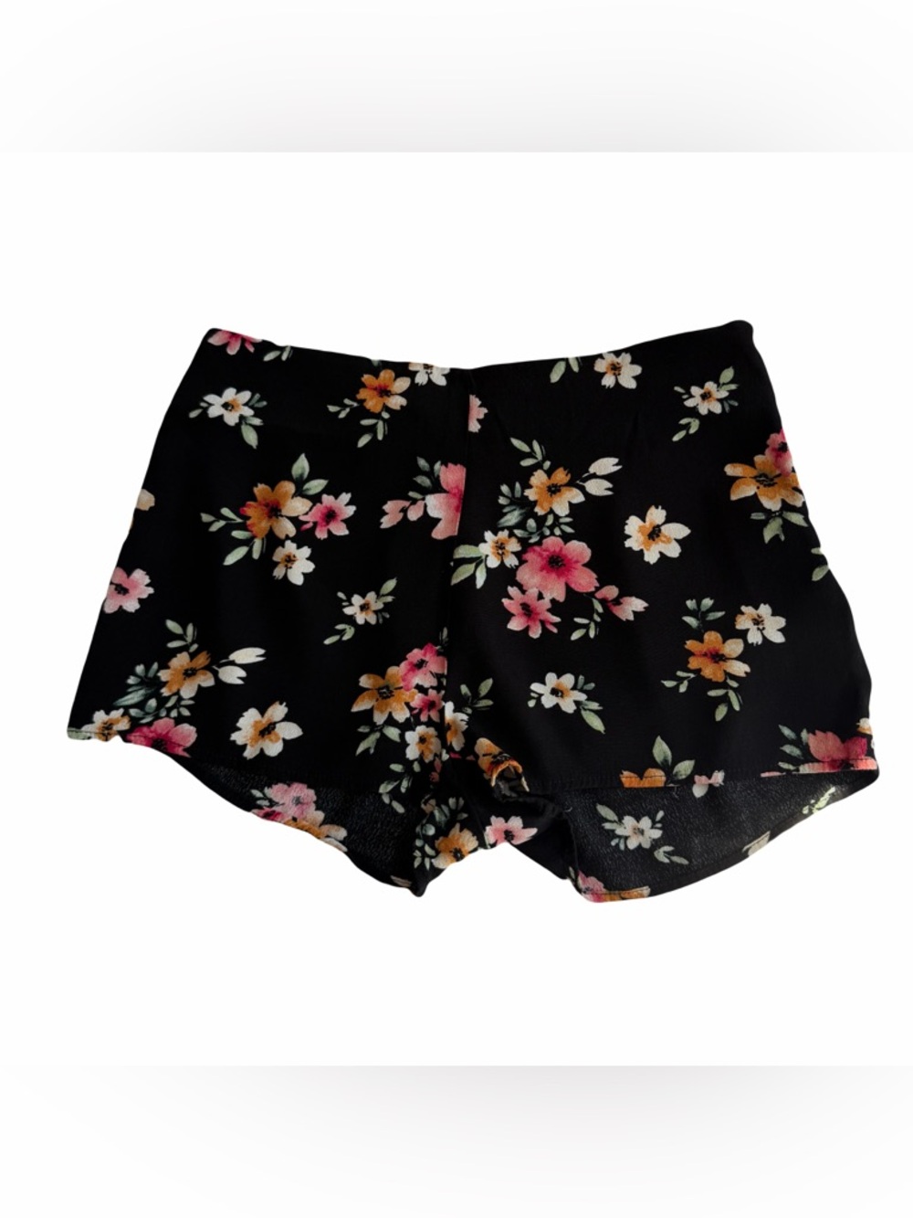 Black Floral Shorts